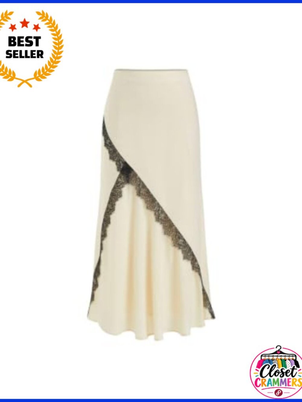 Lace Trim Asymmetrical Ruffle Hem Midi Skirt Women's Party Cocktail